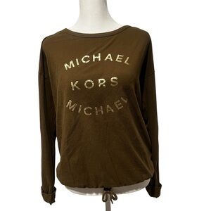 Michael Kors Olive Green Longsleeve Womens Medium Cuffed Pullover